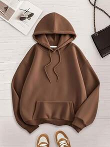 Conjunto paquete set pack 3 piezas sudadera básica capucha hoodie lisa dama mujer casual manga larga bolsa canguro puños acanalados diario calientita suave cómoda moderna juvenil - Multicolor - Ver 4