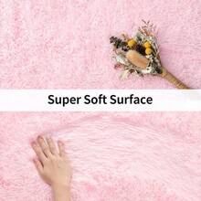 Soft Modern Indoor Shaggy Area Rug For Bedroom Livingroom Dorm Kids Room Home Decorative, Non-Slip Plush Fluffy Furry Fur Rugs Comfy Nursery Accent Floor Carpet 2x3 Feet, Pink - 粉色 - 查看 7