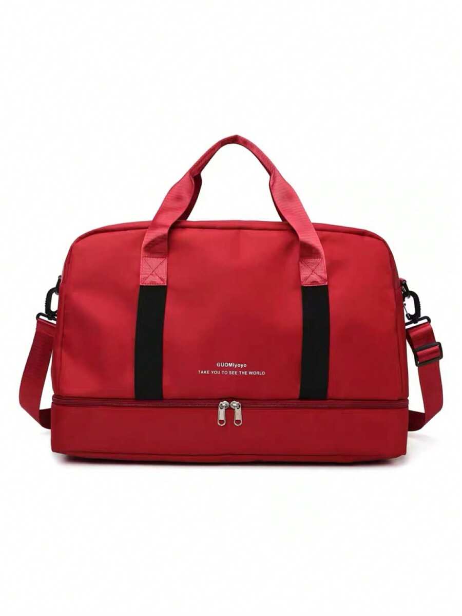 Baila Morena Sports Trunk Bag Nylon Water Resistant Large Capacity Hand Bag Shoulder Bag Adjustable Crossbody Strap Sneaker Bag Waterproof Pocket - 紅色 - 查看 1
