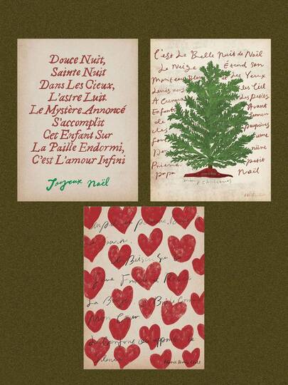 2pcs 21*30cm Christmas Tree Art Poster Wall Stickers, Romantic French Style Holiday Decor Painting Card Gift, Home Wall Decor Without Frame Room Decor Bedroom Decor Kitchen Decor Christmas Decorations Christmas Decoration Christmas Decorations Home Home Decor