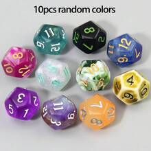 10pcs 12-Sided Dice Set, Random Colors, Durable Plastic Role Playing Dice, Suitable For Card Game Players And Enthusiasts