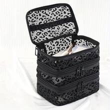 5 stili disponibili| Borsa per trucco a rete con stampa leopardata di grande capacità| Borsa porta cosmetici in nylon portatile e resistente| Organizza lo stoccaggio come preferisci.| Organizzatore ideale per il bagno e i viaggi
