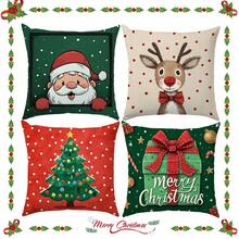 4pcs Christmas Cartoon Santa Claus, Reindeer, Snowman & Gift Box Cushion Cover Set, Single-Sided Printed Plush Fabric, 45*45/50*50/40*40CM Pillow Case Suitable For Room Decor, Modern Minimalist Sofa Living Room Decor, Gift, Party Decoration