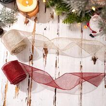 1pc 5 Meter X 6.3 Cm Mesh Tulle Roll For Christmas Decoration, Mesh Metallic Decoration Mesh Ribbon For Christmas Tree Garland Decor, Red Golden Mesh Webbing For Christmas Evening Party Decoration Supplies, DIY Gift Wrapping, Craft Packaging Supplies - Multicolor - View 8