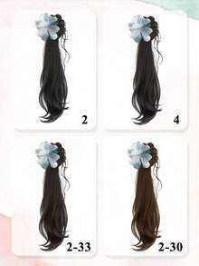 1 Piece Of Chinese Floral Faux- Wig Bun Hair Clip For Women, Slouchy Atmosphere, Loose Low Ponytail, Clip-On Hair Claw, Hair Bag For Going Out Simple Style. Fashion Hair Accessories Beauty Claw Clips Long Curl Wig