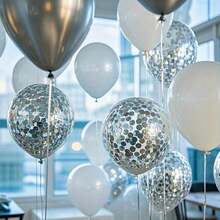 30pcs White Silver Glitter Balloon Arch Kit For Christmas Party Decor, Winter Wedding Background, New Year Eve Celebration, Elegant Halloween Party, Baby Shower Decorations, Anniversary Backdrop Supplies - 混合顏色 - 查看 2