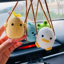 1pc Handmade Crochet Cute Three-Dimensional Swinging Small Animal Car Decoration Pendant Rearview Mirror Decoration Indoor Decoration
