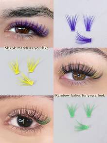 280 piezas DIY 7 colores del arcoíris 12mm pestañas postizas individuales en forma de D | Reutilizables para mezclar y combinar para Halloween, Acción de Gracias, Navidad, Año Nuevo, fiestas, cosplay, maquillaje glamoroso creativo