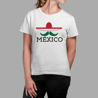 Playera para Mujer México Sombrero y Mostacho Independencia
