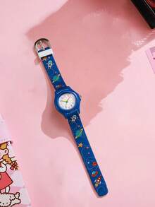 1 pieza Reloj de cuarzo compacto, minimalista y lindo con diseño de astronauta de moda, adecuado para adolescentes y estudiantes, regalo de Halloween, regalo de cumpleaños