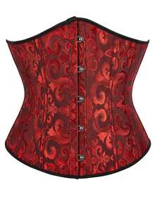 Women's Fashionable Paisley Jacquard Bandeau Top, New Year Party, Valentine's Day, Holiday Tops, Corset Top, Graduation - Black and Red - View 9