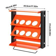 Soporte de pared metálico para botes de spray, organizador con 8 compartimentos, portarrollos y estantes para organizar garaje y taller.
