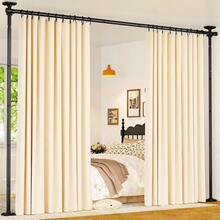 Room Divider For Room Separation Tension Curtain Rods No Drilling 410ft H 2870inch(W) Adjustable Temporary Privacy Wall Divider Heavy Duty Freestanding Space Partition Separator Black - màu đen - Xem 1