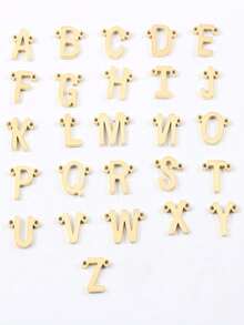 女士双层不锈钢项链，26个金银字母，欧美时尚风格，珠宝批发 - 金色 - 查看 4