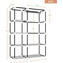 Wardrobe Closet, 41.7 Inch Wide Portable Closets For Hanging Clothes With 1 Hanging Rod, 6 Shelves, 6 Pockets, Clothes Rack With Cover Portable Wardrobe Closet For Bedroom, Dorm, Black