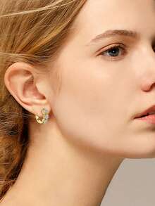 XUJIA 1pair Retro Classic Moissanite Hoop Earrings For Women 925 Sterling Silver 3mm(0.10ct*6pcs) Round Cut Moissanite Earrings Birthday Anniversary Engagement Wedding Jewelry Gifts