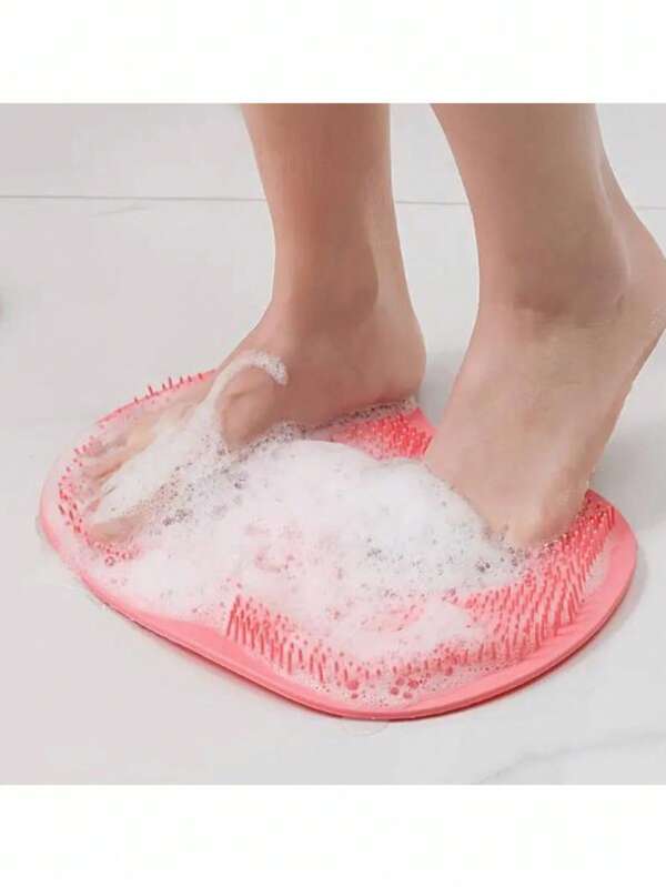 1 pezzo Spazzola per la schiena in silicone tipo loofah, spazzola da bagno con ventosa morbida, massaggiatore per la schiena montato a parete, tappetino esfoliante per i piedi (piccoli difetti come bordi sfilacciati sono questioni di artigianato, non influiscono sull'utilizzo)