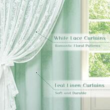 Linen Curtains For Living Room, Double Layer Curtain 84 Inch Length 2 Panels, Farmhouse Rod Pocket Drapes With Tiebacks, Light Filtering Window Treatment For Bedroom, 52 X 84 Inch, Light Green - 淺綠色52Wx84LPackof2 - 查看 4