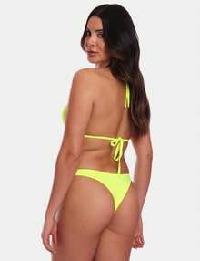KIT 2 Biquíni Tanga Calcinha Asa Delta Moda Praia Verão Look Casual Moda Feminina - Preto e Amarelo Neon - Visão 5