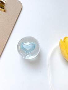 1 pieza Soporte de teléfono con bola de cristal con forma de corazón y cojín de aire, soporte de escritorio minimalista y único con forma de corazón, soporte deslizante de teléfono compatible con iPhone, teléfonos Android, regalo para cumpleaños, familia y amigos, accesorio de teléfono con agarre de empuje y tracción