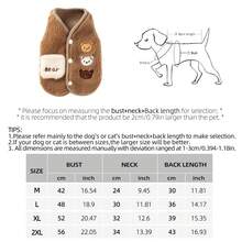 1件/2件装新款毛绒宠物背心，小型犬猫秋冬服装，双腿宠物外套，卡通图案宠物背心，宠物背心+宠物垫套装，适合小型猫狗 - 彩色 - 查看 2