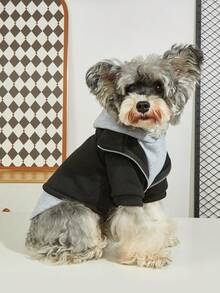 新款秋冬宠物狗连帽卫衣，保暖两件套设计，时尚简约 - 黑色 - 查看 3