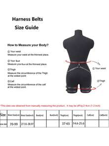 L1pcs Ladies Black Pu Leather Chain Belt Punk Fashion Bundle Garter Party Wear With Accessories Harness For Women