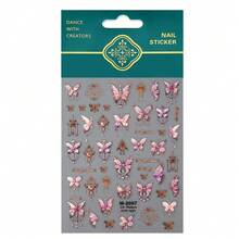 1pc 5D Embossed Autumn And Winter Shell Light Butterfly Nail Decoration Self-Adhesive Sticker Decal - 彩色 - 查看 6