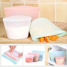 3pcs Reusable Silicone Food Storage Bags - Leak-Proof Airtight Containers For The Refrigerator And Freezer | 500ml, 1000ml, 1500ml | Perfect For Snacks, Fruits, And Vegetables. Multi-Purpose Sealed Silicone Food Storage Bags For Fruits And Vegetables In The Kitchen (White, Blue, And Pink) - Multicolor - View 2