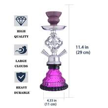 Conjunto de narguilé árabe com 2 mangueiras, vaso de vidro para narguilé, tigela de cerâmica para narguilé, tamanho pequeno, suprimentos para festas de Halloween e Natal, para presentear amigos, Far Supplies