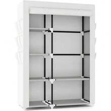 Wardrobe Closet, 41.7 Inch Wide Portable Closets For Hanging Clothes With 1 Hanging Rod, 6 Shelves, 6 Pockets, Clothes Rack With Cover Portable Wardrobe Closet For Bedroom, Dorm, Black