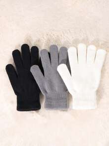 1 Pasang Sarung Tangan Musim Dingin Ajaib, Sarung Tangan Rajut Hangat Elastis Warna Hitam, Cocok untuk Kostum Cosplay, Cocok untuk Cuaca Dingin - MultiWarna - View 2