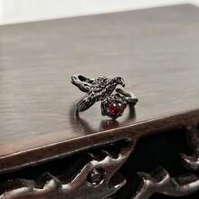 Dark Style Black Crow Ring For Women, Fashion Simple Adjustable Open Small Niche Index Finger Ring. - A - Xem 5