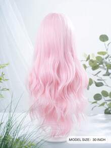 alicegarden 1 Synthetic Heat-Resistant Wig, Pink Long Rolled Wig With Bangs, 30 Feet Long, Made Of Fiber, Suitable For Daily Use, Natural Simulation Wig - Pink - View 4