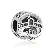1pc Classic Architectural Series, Heart-Shaped Beads, Cross-Shaped Beads, House, Eiffel Tower, Statue Of Liberty, Roman Colosseum, Arc De Triomphe, Big Ben Pendant Charm Beads For Bracelets DIY Women's Jewelry - Silver - View 20