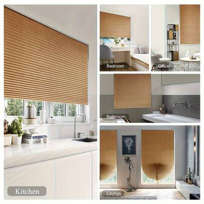 (Clip Style Random) 6 Pieces Pleated Curtains, Temporary Window Shades Cordless Light Filtering Pleated Paper Shades Room Darkening Blinds For Home Bedroom Office Window, 60*150cm/24*59in, 90*150cm/36*59in