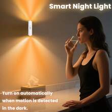 [4/3/2/1 可充电 LED 小夜灯] 1 件/2 件/3 件/4 件带运动传感器的可充电 LED 小夜灯，RGB 渐变氛围灯，磁性室内小夜灯，USB 可充电小夜灯，衣柜/走廊补充灯，上下猫眼壁灯，可调光室内灯，磁性楼梯灯适用于走廊、床头、书桌、衣柜、壁橱、客厅氛围灯和应急灯 - 彩色 - 查看 9