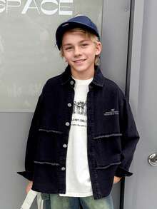 Camisa casual de corte holgado para niños y adolescentes, adecuada para uso diario, escuela y actividades al aire libre, otoño