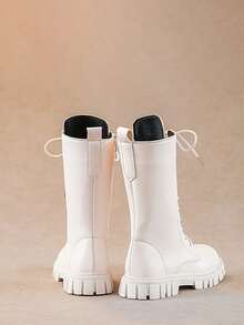 Girls' Fashion Versatile Zipper Lace-Up Tall Boots, Boots