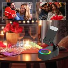 Wireless Induction Speaker, Cell Phone Stand With Bluetooth Speaker, Stereo Sound, RGB Ambient Light, Phone Holder Compatible - Black - View 6