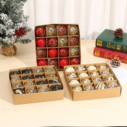 16pcs/Box, 6cm/2.36in Diameter Christmas Balls, Small Colorful Ornament Balls For Christmas Tree, Luxurious Shiny Style, Hanging Decor For Living Room & Bedroom, Elegant Gift Balls, Suitable For Holiday Party Venue Decoration, Christmas Ornament Balls Home Decor Christmas Decorations Room Decor Winter