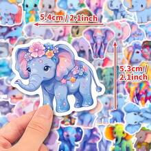 50 pegatinas lindas de la familia de elefantes de dibujos animados, nuevas pegatinas de elefantes de garabatos de colores