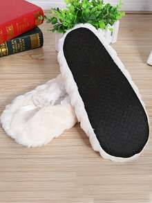 女士加厚防滑保暖软底室内地板腿套，适合幼儿教育、瑜伽，带蝴蝶结，秋冬 - 米色 - 查看 7