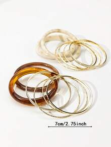 6pcs Women's Elegant Acrylic Resin & Metal Bangle Bracelet Set, Suitable For Daily Wear (Random Color & Pattern)