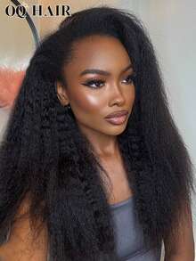 OQ Hair 3 IN 1 HALF WIG Seamless Flip Over Wig Kinky Straight Human Hair No Glue No Lace Wig Half Wig 180% Density 14-16 Bob Inch 18-28 Inch Long Hair Natural Black Travel Essential Beginner Friendly Use Daily Frontal Human Hair Real Human Hair Wigs Wear And Go Glueless Wig Human Hair Free Gifts Free Shipping Halloween Costumes Human Hair Wigs Halloween Travel Essentials Y2K Turn Up Baddie Holiday Vacation For Women - S1 - View 2