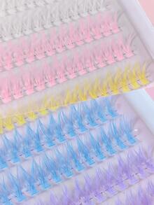 200 piezas de pestañas postizas individuales reutilizables de 5 colores pastel arcoíris DIY | Pestañas suaves y ligeras de 12 mm con curvatura D, amigables con la piel, para Halloween, Acción de Gracias, Navidad, fiestas de boda, cosplay y maquillaje glamoroso creativo diario