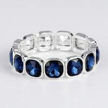 1 件时尚水钻镶嵌合金弹性手链，适合作为情人节、感恩节和毕业典礼的礼物，男女通用 - 方鑽手鍊 - 查看 23