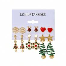 独特的圣诞主题耳环套装 - 圣诞老人、驯鹿等 - 彩色 - 查看 9