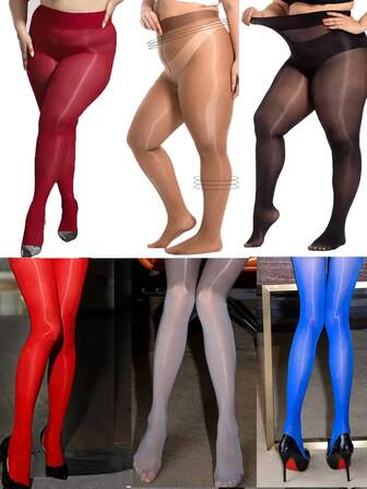 1 双女式闪亮不透明紧身裤，性感长袜，加大码，多色