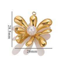 1/5-Piece 304 Stainless Steel Fashion Minimalist Cherry Blossom Inlaid With Synthetic Crystal Pearl Pendant, Featuring 18K Gold-Plated Finish. Lightweight And Elegant Floral Design, Suitable For Car Key Charms, Birthday Or Festive Gifts, Valentine's Day Gift Bags For Couples, Ladies' Stainless Steel Jewellery Pendant DIY Accessories, Or Pendant Necklaces.